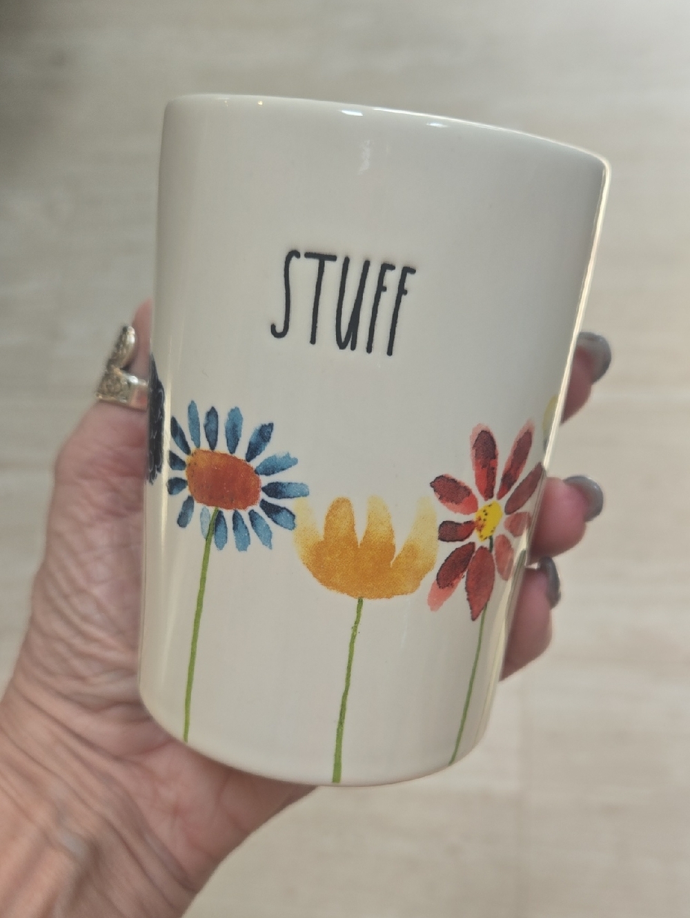 Rae Dunn Artisan Collection by Magenta "STUFF" Flower Accent Storage Holder